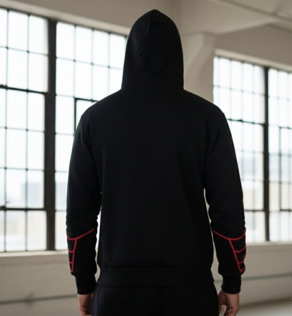 Image of EXOTIX Trendy Style Hoodie with Mask | Streetwear Oversized Pullover Sweatshirt | Winter Casual Wear for Men & Women | Unisex Black Superhero Hoodie for Boys & Girls