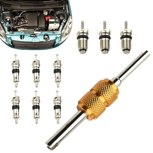 Kit De Núcleos De Válvulas De Aire Acondicionado - Juego De 10 Herramientas De Reparación Automotriz | Aleación De Aluminio Accesorios Ac | Repuesto Para Coche, Autocaravana Y Climatización Hvac