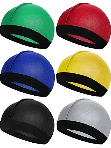 6 Pieces Kids Satin Wave Caps Unisex Baby Beanie Caps 360 Wave Wide Strap Skull Caps (Green, Red, Blue, Yellow, Black, Gray) #TOP16
