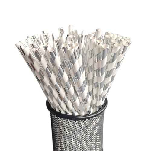 Pitillos de papel biodegradables plateados 100 unidades miniatura 3