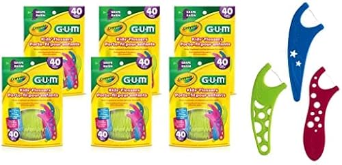 GUM - 10070942303108 Crayola Kids' Flossers, Grape, Fluoride Coated, Ages 3+, 40 Count (Pack of 6)