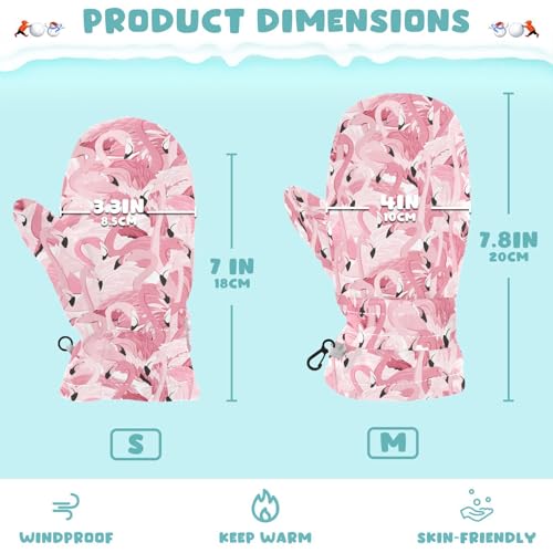 Kids Mittens Winter Fleece Gloves Toddler Warm Snow Gloves Flamingo for Girls Boys3