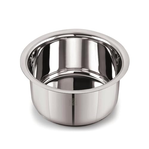 Image of Earthy Fables Stainless Steel Heavy Bottom Tope /Patila /Bhogona /Tapia for Milk, Boiling, Better Nutrition & Heat Distribution, Uses Less Oil & Gas, Stove & Induction Bottom, 20 cm, 3.1L