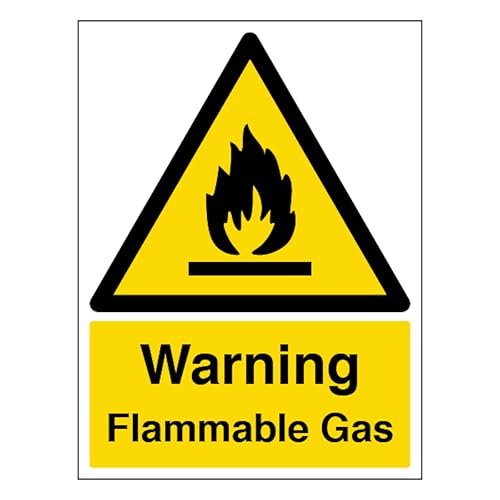 V Safety Warning Flammable Gas - Portrait 150 x 200mm - 1mm Rigid Plastic Safety Sign