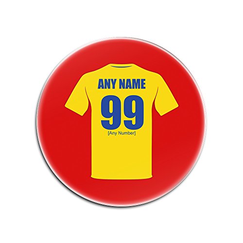 Cadeau personnalisé – Sous-verre national de la Roumanie (motif équipe de football) – Tapis de tapis unique – maillot maillot maillot maillot ROU Coupe du monde FIFA UEFA, Panneaux durs., Rouge, ROUND