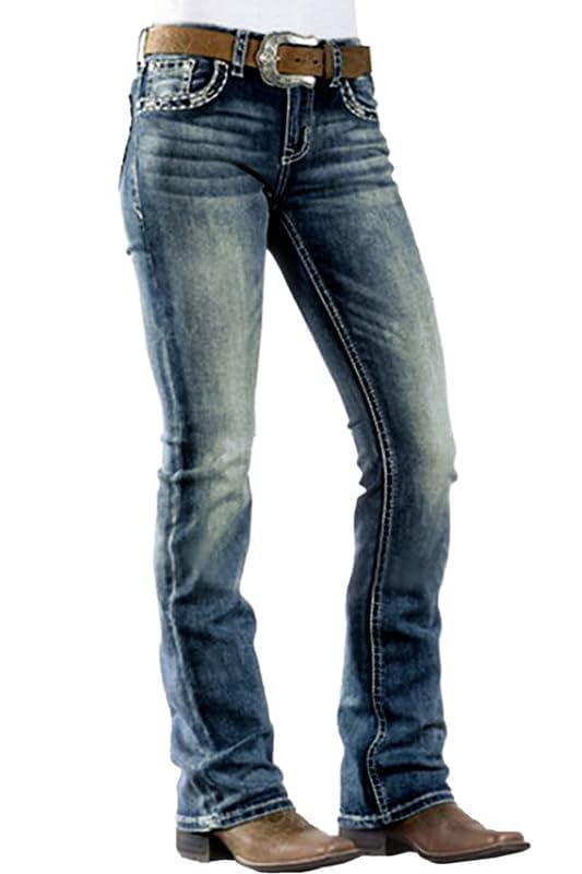 PEIHOT Women's Jeans 90s Mid Rise Bootcut Jeans High Stretch Black Jeans Pantalones De Mujer Boot Cut Denim Pants, 201-cyan Blue, S
