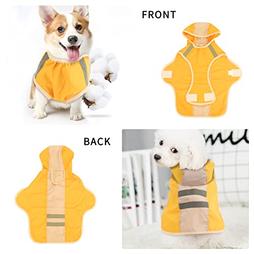 Petshome Dog Raincoat Hooded Slicker Poncho Adjustable Waterproof Dog Rain Jacket Reflective Lightweight Pet Rain Coat For Small Medium Large Dogs-L, Yellow #TOP4