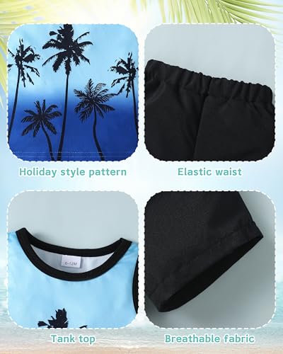 Image of NZRVAWS Toddler Baby Boy Summer Clothes 2Pcs Shorts Set Sleeveless Tank Tops Hawaiian T-Shirt Cute Boys Clothing Set