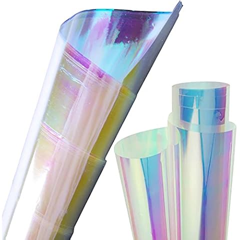 BHGT 10 Sheets 60x50cm Holographic Foil Gift Wrapping Paper Iridescent Film Cellophane Rainbow Foil Laminate for DIY Florist Flower Bouquet Wrap Wedding Birthday Holiday Present Gift Candy Packaging Cover