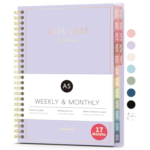 Aug-2026-Dec-2027-Planner-Forvencer-17-Month-Academic-Planner-2026-2027-63-x-84-Calendar-Planner-Weekly-and-Monthly-Daily-Agenda-Book-College-School-Supplie-for-Student-Teacher-A5-Purple Aug 2026 - Dec 2027 Planner, Forvencer 17 Month Academic Planner 2026-2027, 6.3" x 8.4", Calendar Planner Weekly and Monthly, Daily Agenda Book, College School Supplie for Student Teacher, A5, Purple - Image 1