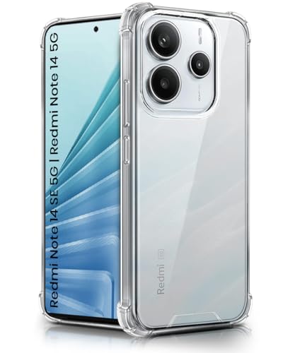 Image of WOW IMAGINE Ultra-Hybrid Crystal Clear Back Case for Redmi Note 14 SE 5G | Redmi Note 14 5G | Shockproof Design | Camera Protection Bump | Hard Mobile Back Cover with Cushioned Edges - Transparent