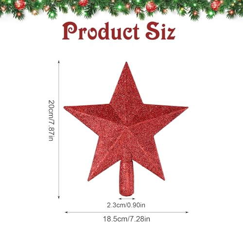 20cm Rot Weihnachtsbaumspitze Stern, Leicht Glitzernde Christbaumspitze Weihnachten Bäume Deko Kunststoff Weihnachtsbaum Sterne Weihnachtsverzierung, Christmas Tree Topper Stars