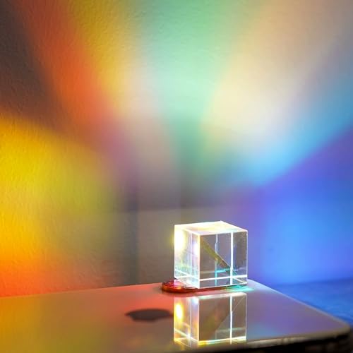 Bogoro Transparent Cube Optisches Glas,Magischer Farbwürfel Acrylwürfel Prisma,Magischer Farbwürfel Acrylwürfel Prisma,Acrylwürfelprisma, Kristall Regenbogen Maker, für Unterrichtsstunden Fotografie
