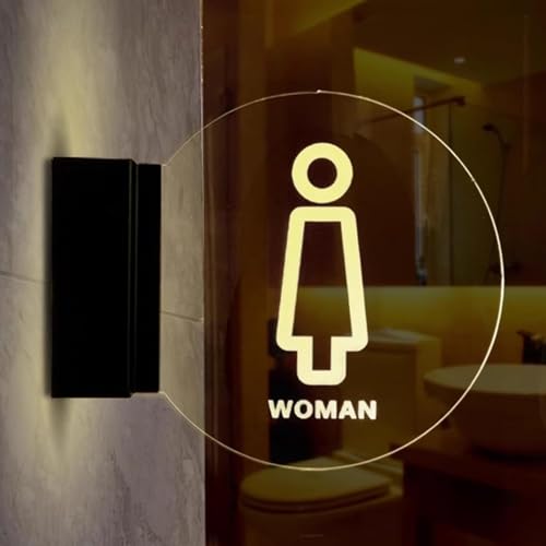 TAMSNDL Letrero de baño Letrero de baño LED, Letrero Iluminado Redondo de 8 Pulgadas for baño de Hombres y Mujeres, Letrero de decoración de baño de acrílico, for decoración de Bar, Club y Hotel(B)