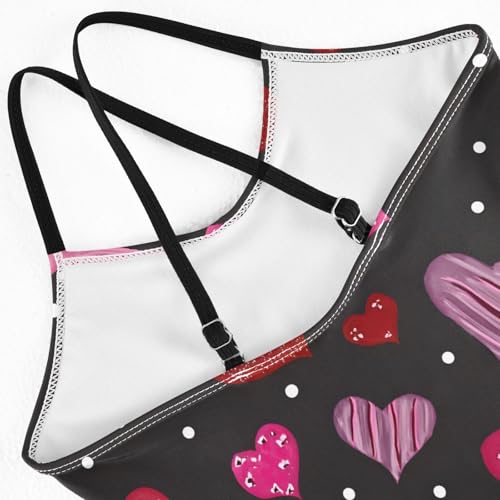 Line Love Dot Pattern Girls Swimsuit One Piece Bathing Suit Beach Swimwear with Adjustable Straps 3-10Years4