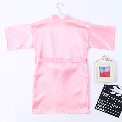Girls Satin Ro𝐛e Silky Kimono Ro𝐛e Set Flower Girl Ro𝐛e Dressing Gown for Wedding Spa Ro𝐛es for (Pink, 2-3 Years)3