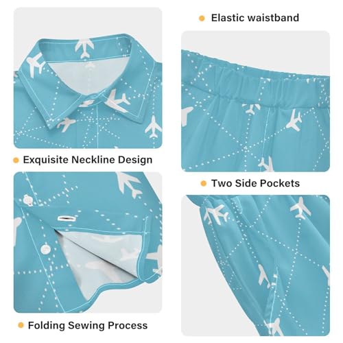 Image of visesunny Funny Boy's 2 Pieces Shirt and Short Set Casual Shirts Short Sleeve Beach Shorts Summer Outfits for 3-10 Years Kids