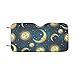 AQQA Car Shade Window Gold Moon Sun And Stars Over Blue Night Foldable Sunshade for Maximum UV & Sun Protection Keep Your Vehicle Cool 55 X 30 Inch/140x75 Cm Large Car Sun Shade for Windshield