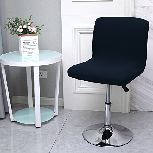 Image of WOMACO Bar Stool Cover with Back Printed Dining Room Square Swivel Barstool Chair Seat Cushion Slipcover for Counter Height Mid Low Back Chair Protector (2, Navy Blue)