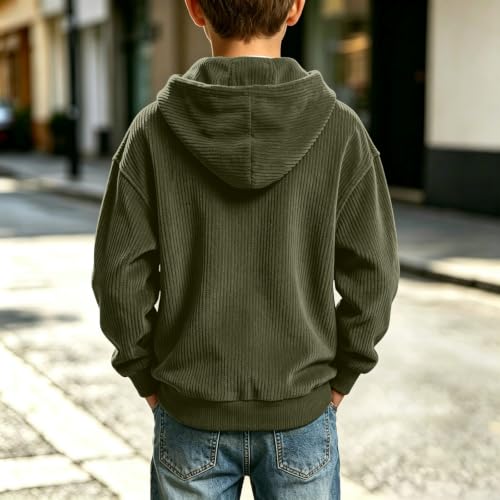Boys Zip Up Hoodie Corduroy Knit Sweatshirts Long Sleeve jacket 3-14 Years - image 5