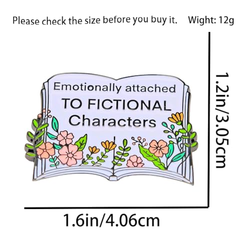 Image of Enamel Pin,Emotionally Attached to Fictional Characters Badge,Bookworm Lapel Pin Readers Brooch Literary Lover Jewerly Collection Gift for Teen Bibliophiles Reading Club Member DIY Decor