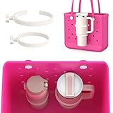 OUTXE 2 Pack Cup Holder for Bogg Bag, Fits 16-30oz Stanley, Insert Drink Holder Attachment Compatible with All Bogg Bags & Simply Southern Beach Tote Bag (30oz-Cream)