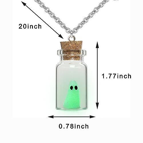 Ghost in A Bottle Pendant Necklace,Glow In The Dark Ghost Necklace The Adopt A Ghost Necklace Halloween Jewelry for Women and Men2