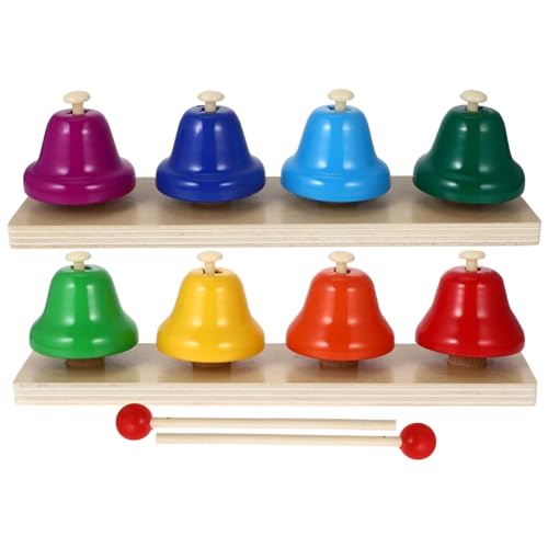 Toyvian Desk Bells for Kids 8 Notes Colorful Hand Bells Bells Hammer Toy Educational Musical Instrument Birthday for Kids Children Toddlers