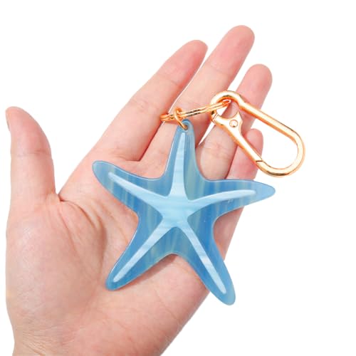 Seahorse Bag Charm & Keychain - Acetate Seahorse with Gold-Tone Metal Ring & Lobster Clasp