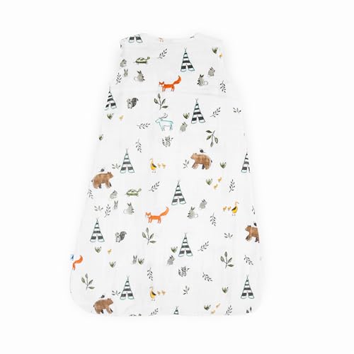 Image of Little Unicorn 0-6 Month Premium Muslin Sleep Sack 1.1 TOG | Soft & Breathable Muslin Cotton for safer sleep | 2 way zipper (Forest Friends)