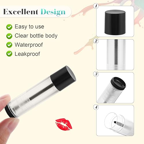 100Pcs 5g Empty Clear Plastic Lip Balm Tubes with Black Caps,Refillable Twist-up Lipstick Tubes,Cosmetic Containers for Homemade Chapstick,Lip Gloss,Deodorant,Solid Perfume,Beauty Sample3