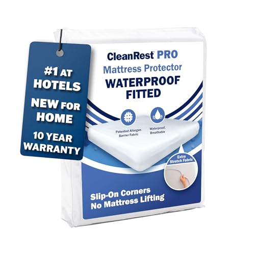 CleanRest Waterproof Mattress Fitted Sheet Protector, Ultimate Defense Against Spills and Wear...