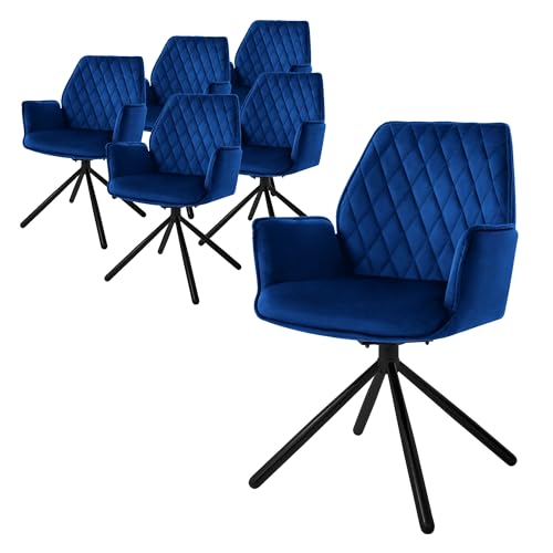 Ml-Design 6x Sillas De Comedor Con Respaldo Y Reposabrazos Asiento Azul Oscuro Tapizado Con Funda De Terciopelo Patas De Metal Sillón Giratorio Diseño Ergonómico Moderno Para Salón Escritorio O Cocina Ml-Design 6x Sillas De Comedor Con Respaldo Y Reposabrazos Asiento Azul Oscuro Tapizado Con Funda De Terciopelo Patas De Metal Sillón Giratorio Diseño Ergonómico Moderno Para Salón Escritorio O Cocina