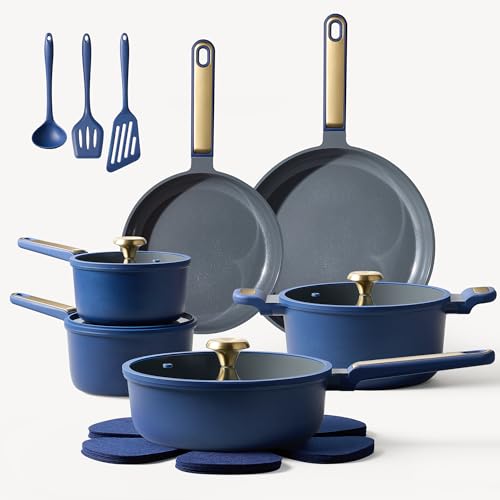 CAROTE Ceramic Cookwar Set, Pots and Pan Set Non Stick 18 Piece,...