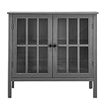 APRODZ Soild Wood Vicuna Two Door Sideboard Storage Cabinet for Living Room | Grey Finish