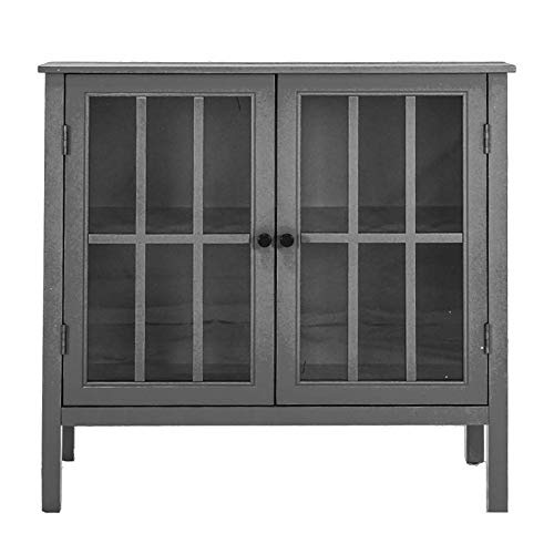 APRODZ Soild Wood Vicuna Two Door Sideboard Storage Cabinet for Living Room | Grey Finish