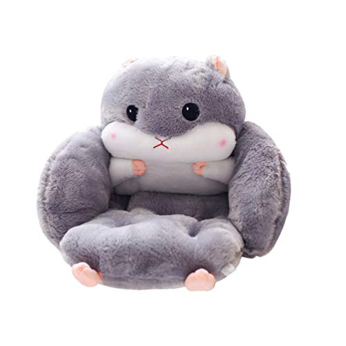 VOSAREA Hamster Lumbar Pillows Waist Rest Cushion Bedrest Reading Pillows Chair Back Cushion for Office Grey