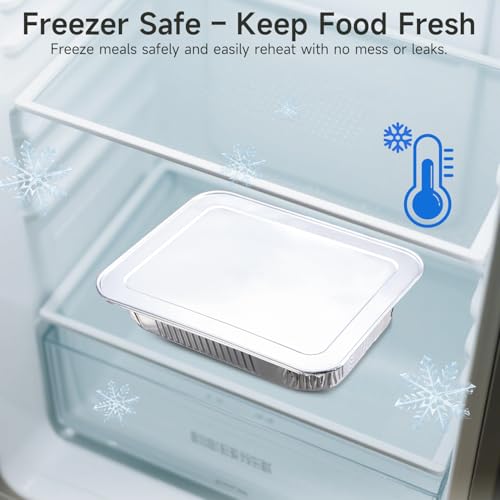 Image of Disposable Aluminum Foil Pans with Lids 9x13-10 Pack Aluminum Foil Pans, Heavy Duty Aluminum Baking Pans for Cooking, Baking, Meal Prep, Parties & Food Storage