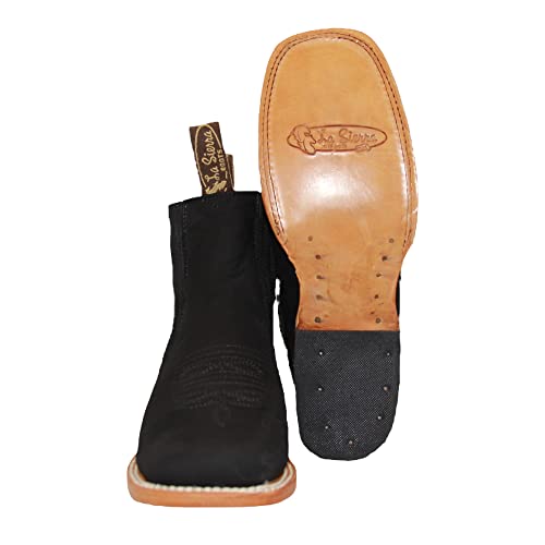 Men's Genuine Leather Square Toe Short Ankle Rodeo Cowboy Boot4