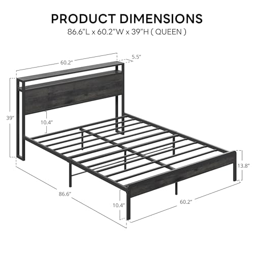 LIKIMIO-Queen-Bed-Frame-with-Headboard-Dark-Wood-Camas-Queen-with-Strong-Supports-Sturdy-Noise-Free-No-Box-Spring-Needed-Charcoal-Grey