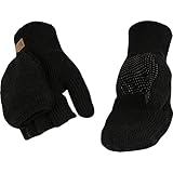 Kinco Convertible Knit Wool Gloves for Men - Alyeska Ragg Gloves 5110, Black - For Cold Weather, Indoors and Outdoors (Medium)