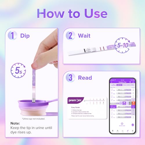 Image of Premom Quantitative Ovulation Test Strips: 5X Pregnancy Rate Found* Use App | 25 Ovulation Tests - Numerical LH Range 0-65 mIU /mL, 5 Pregnancy Test Strips, Premom App Tracking LH Changes, TTC Family Plan