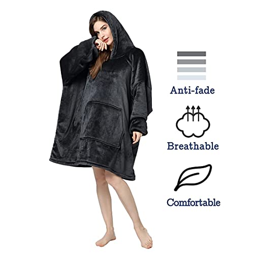 Image of Maharsh Oversized Hoodie Blanket Women Ultra Plush Fleece with Soft Sherpa Reversible Warm Cosy Comfy Wearable Hooded Giant Sweatshirt Throw for Girls Adults Men Boys Kids Big Pocket