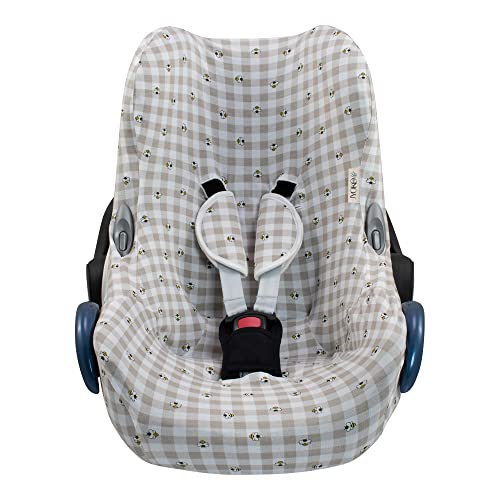 JYOKO Kids Funda de algodón para Silla de Coche Compatible con Maxi Cosi Cabriofix, Portabebe gr 0 (Picnic Vichy)