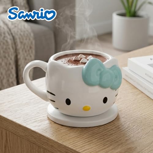 Image of Silver Buffalo Sanrio Hello Kitty Light Blue Bow, 3D Sculpted Mug, 20oz | Ceramic, 0.59 Liters