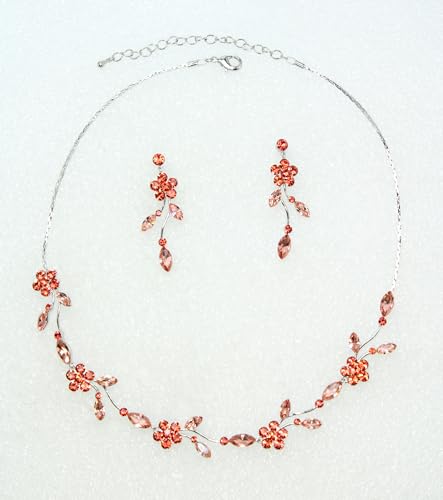 Image of Faship Gorgeous Rhinestone Crystal Floral Necklace Earrings Set