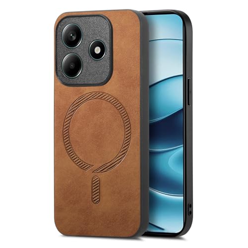 XIEYMYAS Compatible with Xiaomi Redmi Note 14 4G Leather Case Magsafe, Magnetic Soft PU Vintage Leather Phone Case for Men & Women, Anti-Scratch, Slim Designer Cover for Xiaomi Redmi Note 14 4G (A)