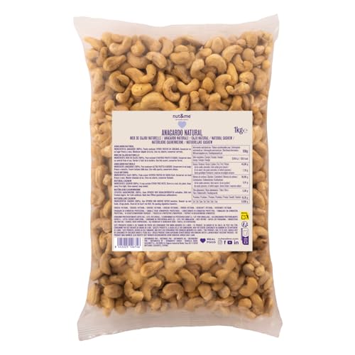 Anacardos crudos natural 1 kg nut&me | Keto | 100% natural | Sin sal | Keto | Sin aditivos | Fuente de proteínas | Fuente de fibra | Sin gluten | Vegano y vegetariano | Sin lactosa |