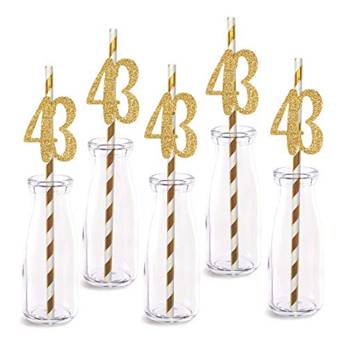 Pitillos decorativos dorados con números para fiesta, 24 unidades