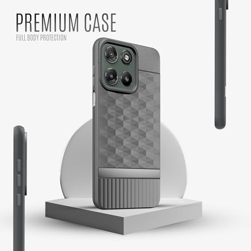 Image of SESS XUSIVE Back Cover for Motorola Moto G57 Power 5G Camera Protection 3D Hexa Cube Design Silicone Protective Bumper Back Case for Motorola Moto G57 Power 5G - Grey
